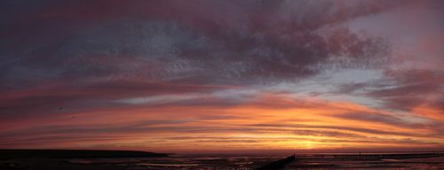 zonsopgang boven wad van Ame land