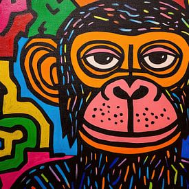 Aap met Kleur | Vrolijke Aap van ARTEO Schilderijen