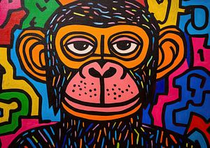 Affe mit Farbe | Fröhlicher Affe