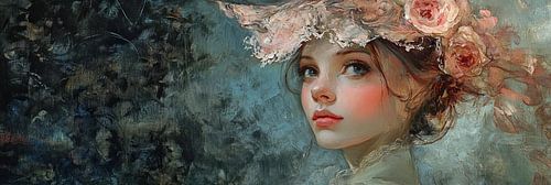 Young Woman Flowers by ARTEO Paintings