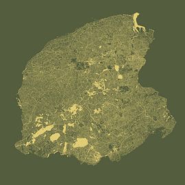 Wasserkarte von Friesland in Grün und Gold von Maps Are Art