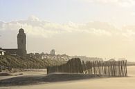 Beach with Old church (Andreaskerk) and lighthouse in Katwijk aan zee by O uwehand thumbnail