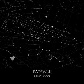 Zwart-witte landkaart van Radewijk, Overijssel. van Rezona