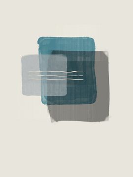Modern abstracte vormen in blauw en grijstinten met texturen van Imaginative