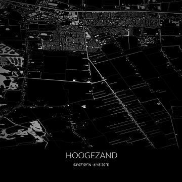Zwart-witte landkaart van Hoogezand, Groningen. van Rezona