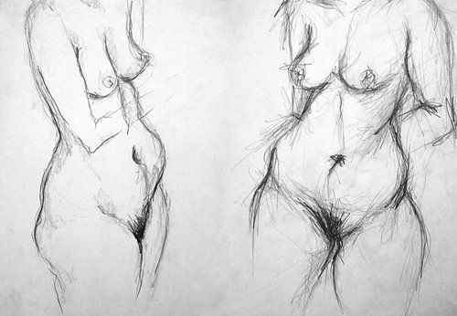 Modeltekening van vrouwelijk naakt