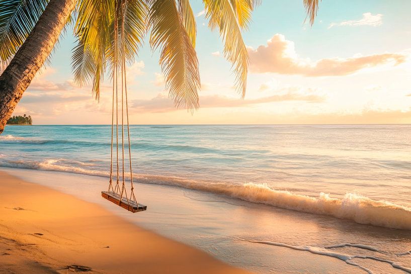 Swing on the beach by Poster Art Shop