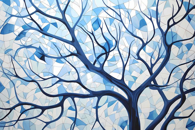 Abstract Representation of Blue Tree Branches by Art & Soul Creations