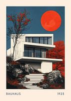 Bauhaus Moon Architecture Red Blue Moon