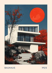 Bauhaus Mond Architektur Rot Blau Mond