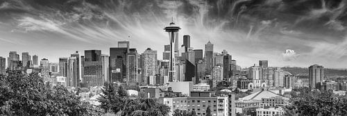 Stedelijk panorama van Seattle – Panorama Monochrom
