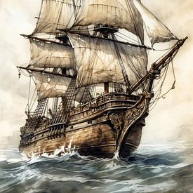 Segelschiff Aquarell von Jacky