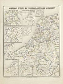 Map of the Netherlands around the tenth century, 1855 - 1857 by Atelier Liesjes