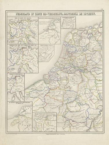 Kaart van de Nederlanden omstreeks de tiende eeuw, 1855 - 1857