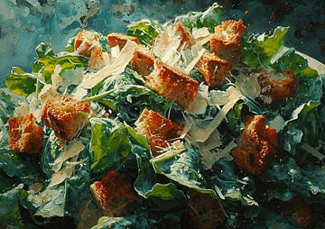 Levende Salade Expressie | Food Art Painting van ARTEO Schilderijen