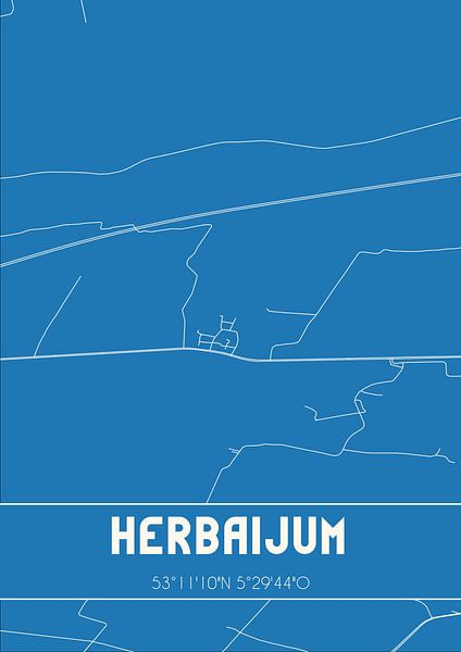 Blueprint | Carte | Herbaijum (Fryslan) par Affiches de lieux