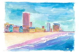 Golden Shores of Atlantic City - Strandpromenade und Skyline glühen