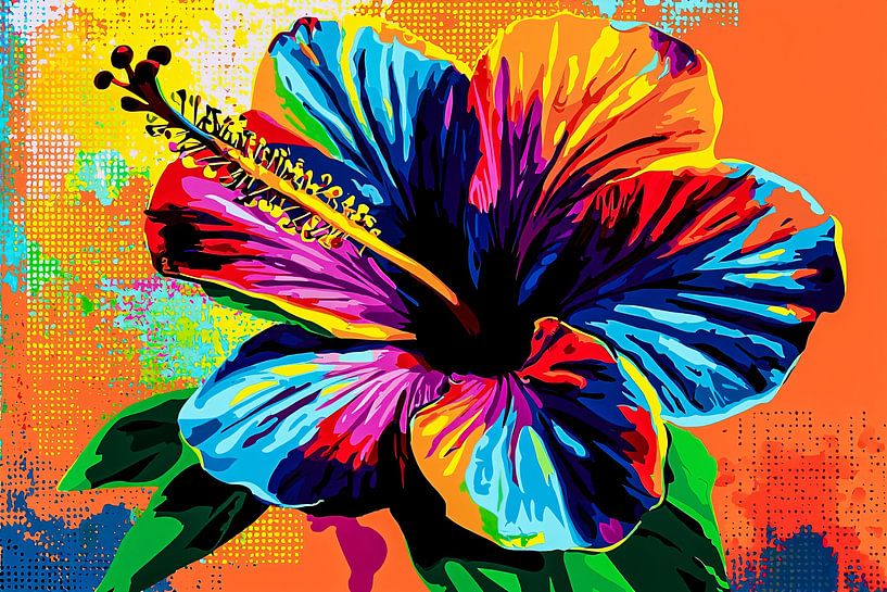 Hibiscus flower in vibrant colours by Imperial Art House