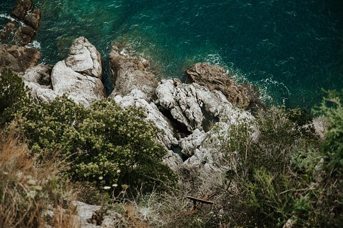 Nature print blue green Mediterranean sea at the Amalfi coast Italy