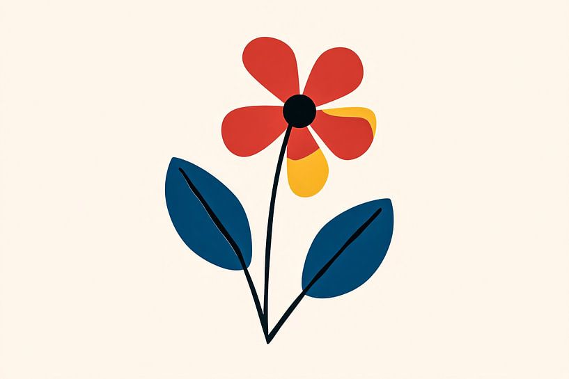 Fleur minimaliste avec feuilles par Imperial Art House