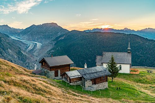 Uitzicht op de Aletschgletsjer in Zwitserland vanaf de Belalp