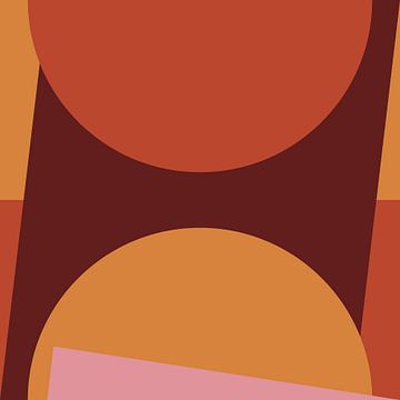Retro-inspirierte abstrakte Geometrie in warmen Farbtönen I von Dina Dankers