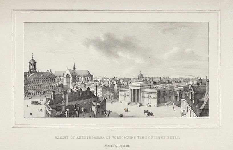 Willem Hekking jr., Ansicht von Amsterdam mit Zochers Börse, 1835 - 1845 von Atelier Liesjes