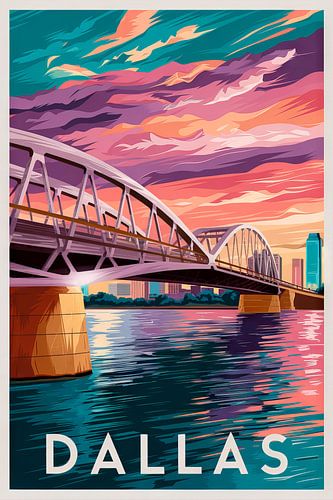 Dallas, Texas - Affiche de voyage vintage