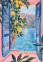 Henri Matisse Style Poster, Mediterranean Sea, Open Window, Pastel