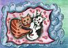 Kleurrijke kattentekening von Gabi Gaasenbeek Miniaturansicht