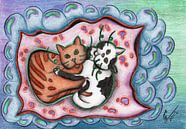 Kleurrijke kattentekening van Gabi Gaasenbeek thumbnail