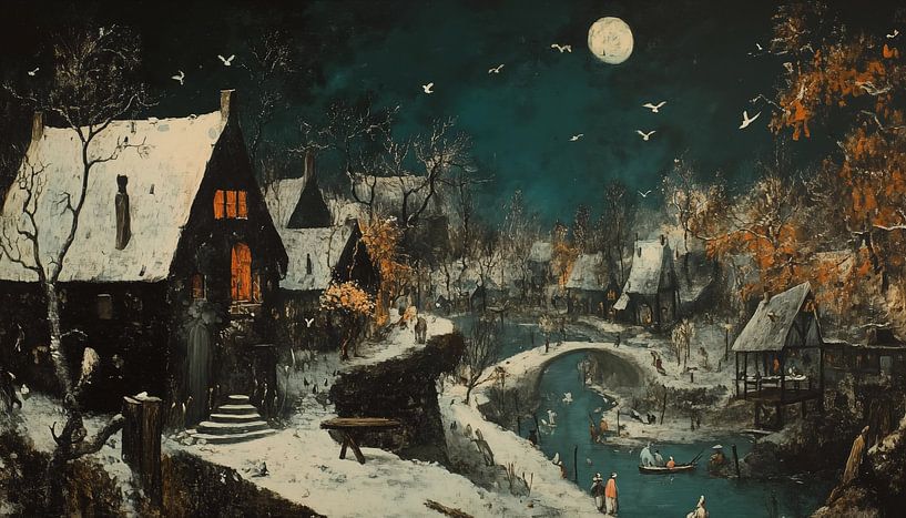 Somber landschap onder de maan panorama van TheXclusive Art
