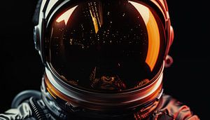 Kontrastreiches Panorama eines Astronautenhelms