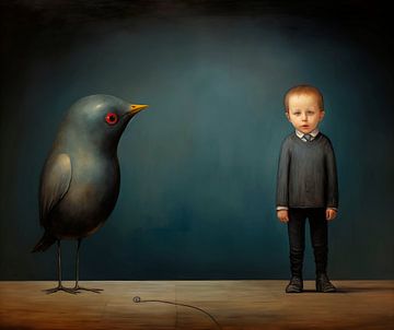 Vogel en Jongen 1 van Maarten Knops