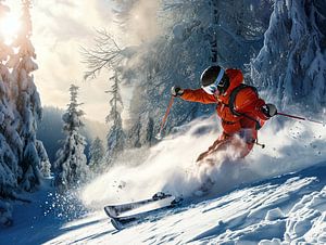 abenteuerlustiger Skifahrer