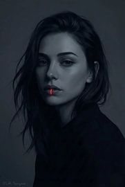 Karminrote Stille von Art by Monique Dersjant