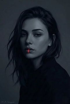 Karminrote Stille von Art by Monique Dersjant