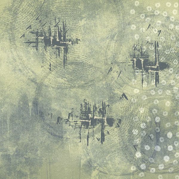 Organic planes and circle composition in shades of green by Imaginative