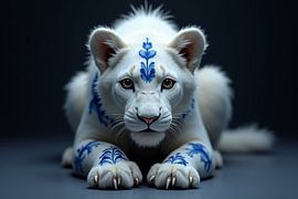 Striking Portrait of Delft Blue Baby Lion by Hai Maivory