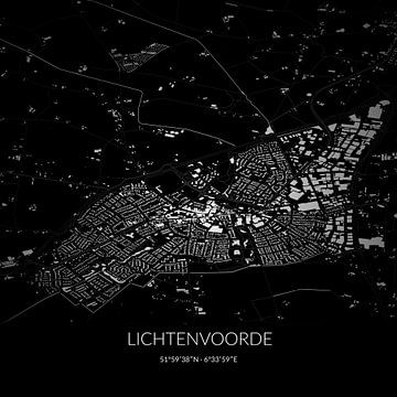 Zwart-witte landkaart van Lichtenvoorde, Gelderland. van Rezona