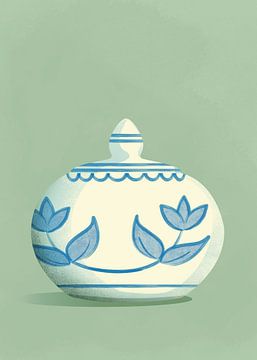 Delftsblauwe Suikerpot met Tulpenmotief van Eduard Broekhuijsen