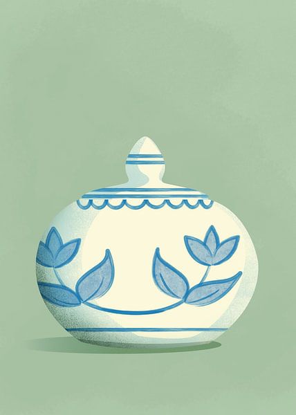 Delft Blue Sugar Bowl with Tulip Motif by Eduard Broekhuijsen