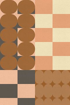 Retro 70s kunst in terracotta, roze, taupe, wit I van Dina Dankers