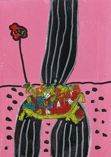 Flowers on a striped chair by Ada Krowinkel