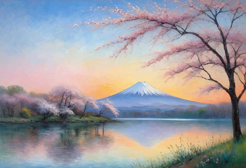 Mount Fuji with Lake Landscape by MIROKKU