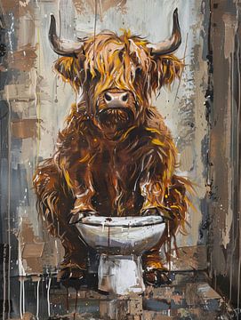 Schottischer Highlander auf der Toilette von Lauren Wilde