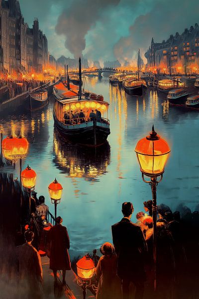 Old Amsterdam at night by Preet Lambon
