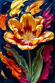 Colourful expressive abstract flower by Art & Soul Creations