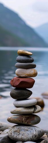 Zen Balance - Meditatieve stenen torens aan het water