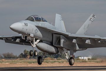 Boeing EA-18G Growler #169210 van VAQ-129 Vikings oefent een touch and go op NAF El Centro